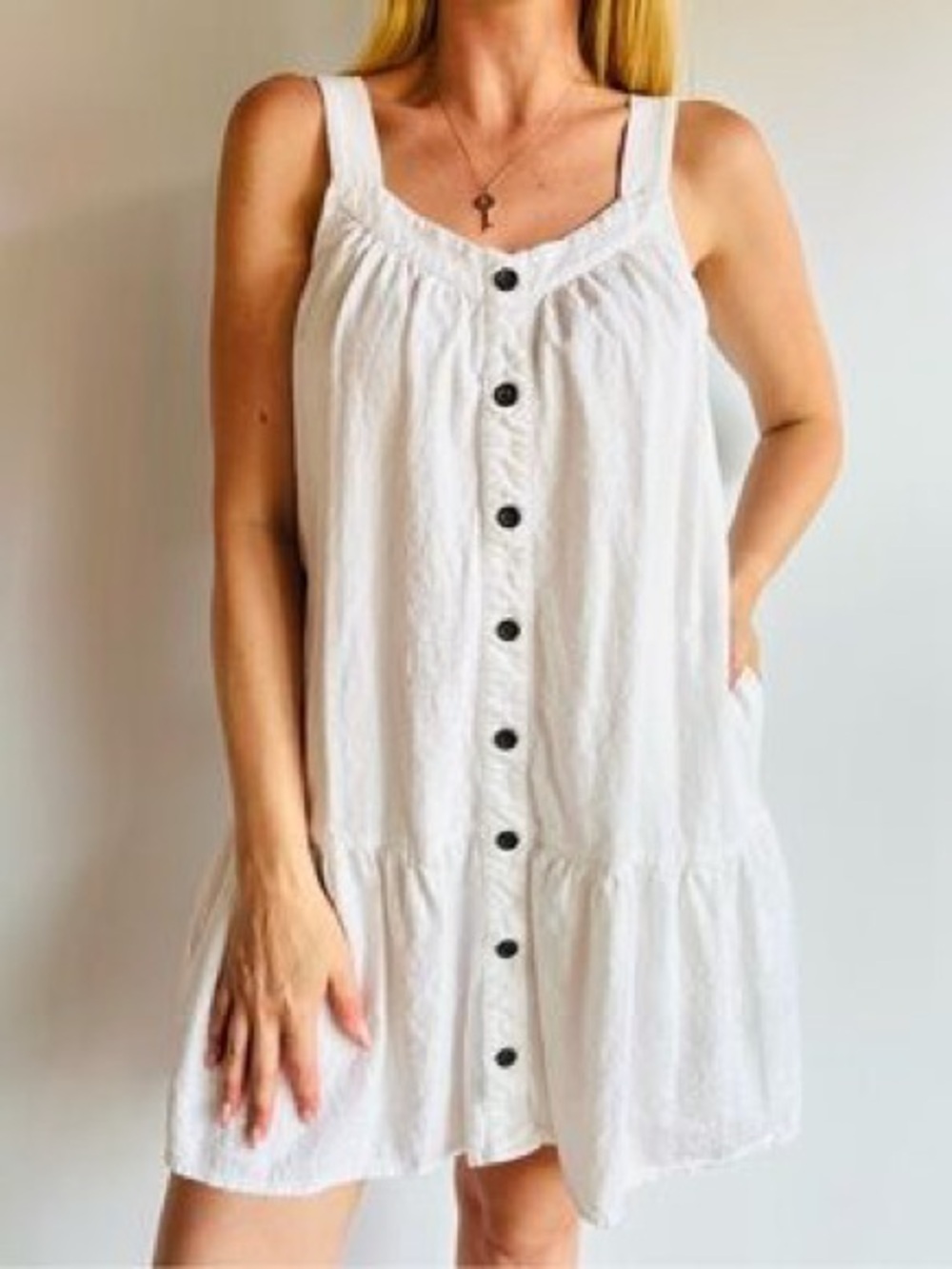 J. Crew White Button-Front Tiered Sundress